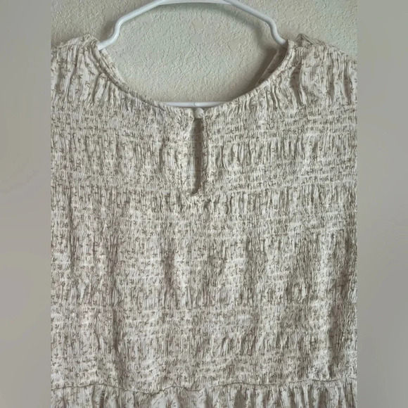 Sonoma maternity cream and tan long sleeve smocked baby doll dress size XL - Picture 4 of 7